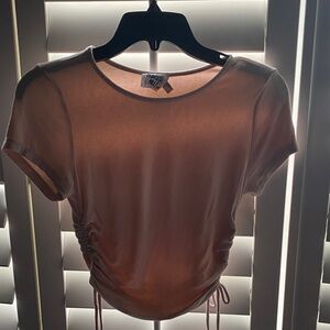 Princess Polly Cream Ruched Short Sleeve Top